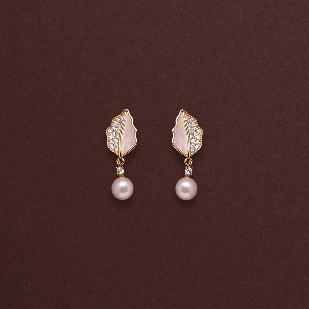 Lustrous Leaf Drops Freshwater White Pearls
