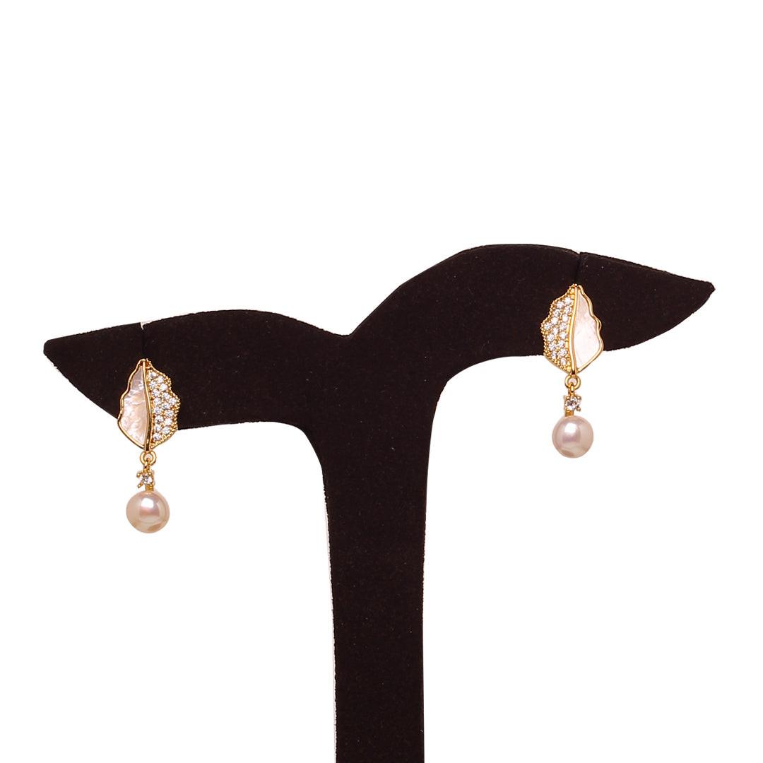 Lustrous Leaf Drops Freshwater White Pearls