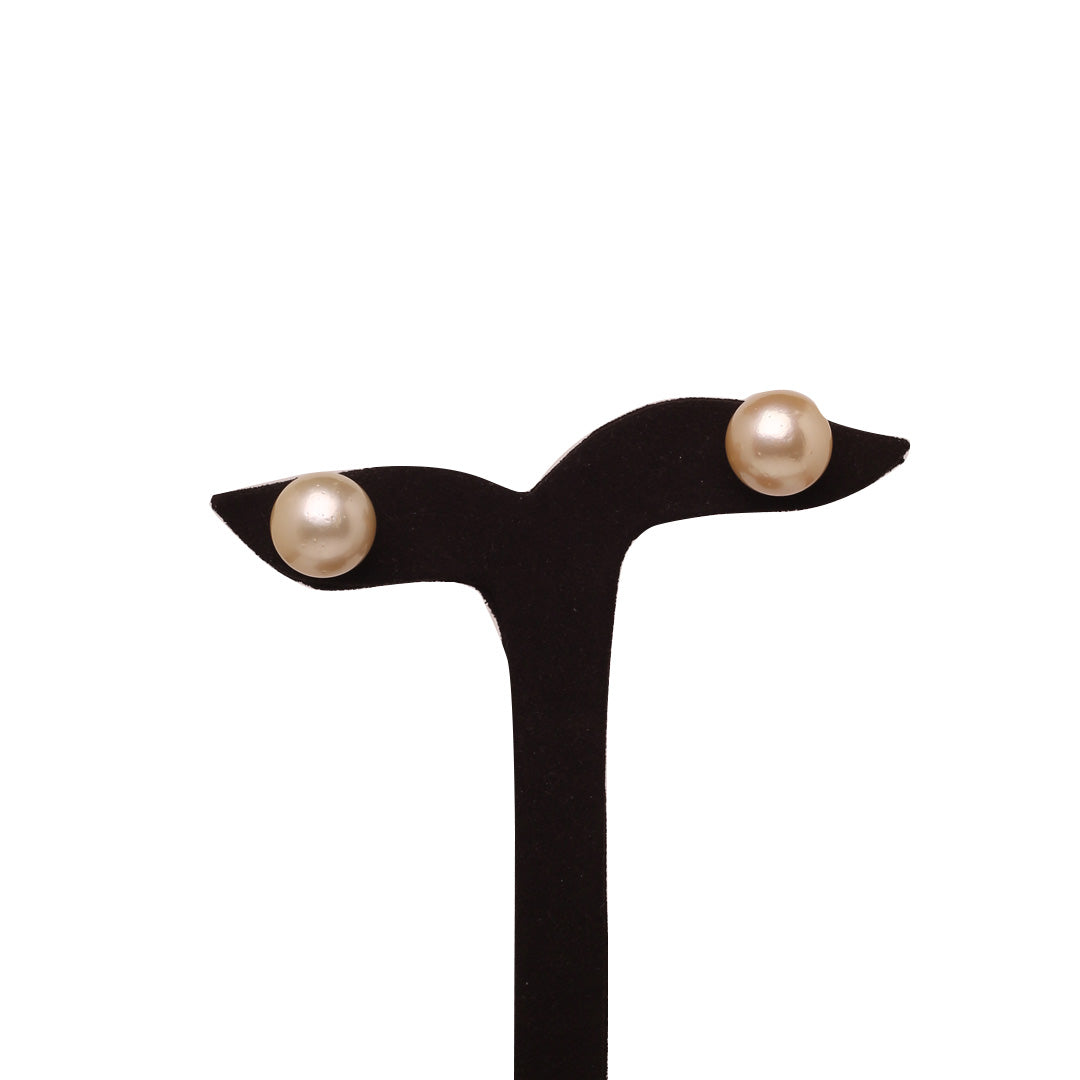 Natural-Color Golden South Sea Round Pearl Stud Earrings, 14.5-15.0mm