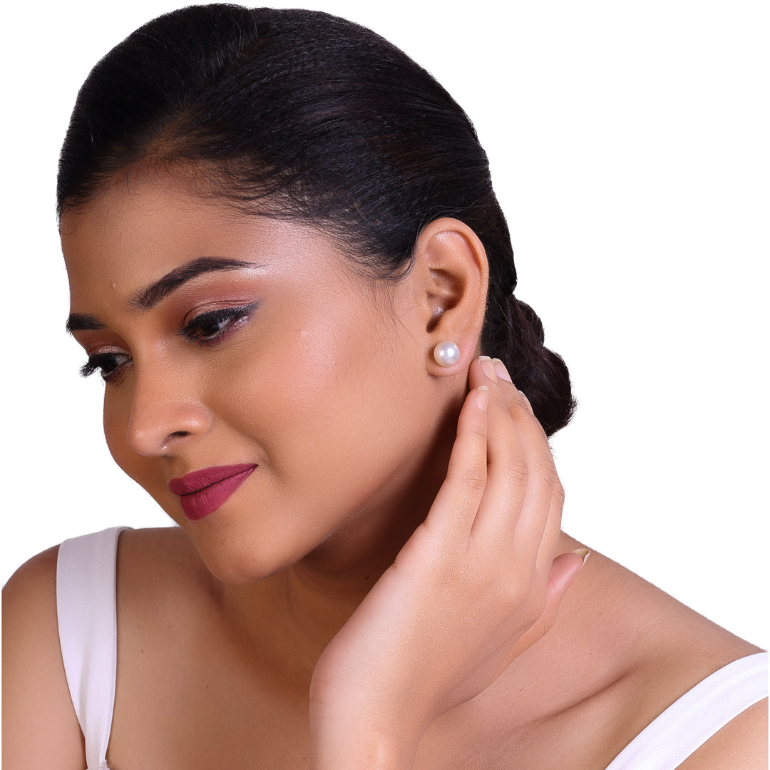 Classic Cream White South Sea Round Pearl Stud Earrings, 10.0-11.0mm