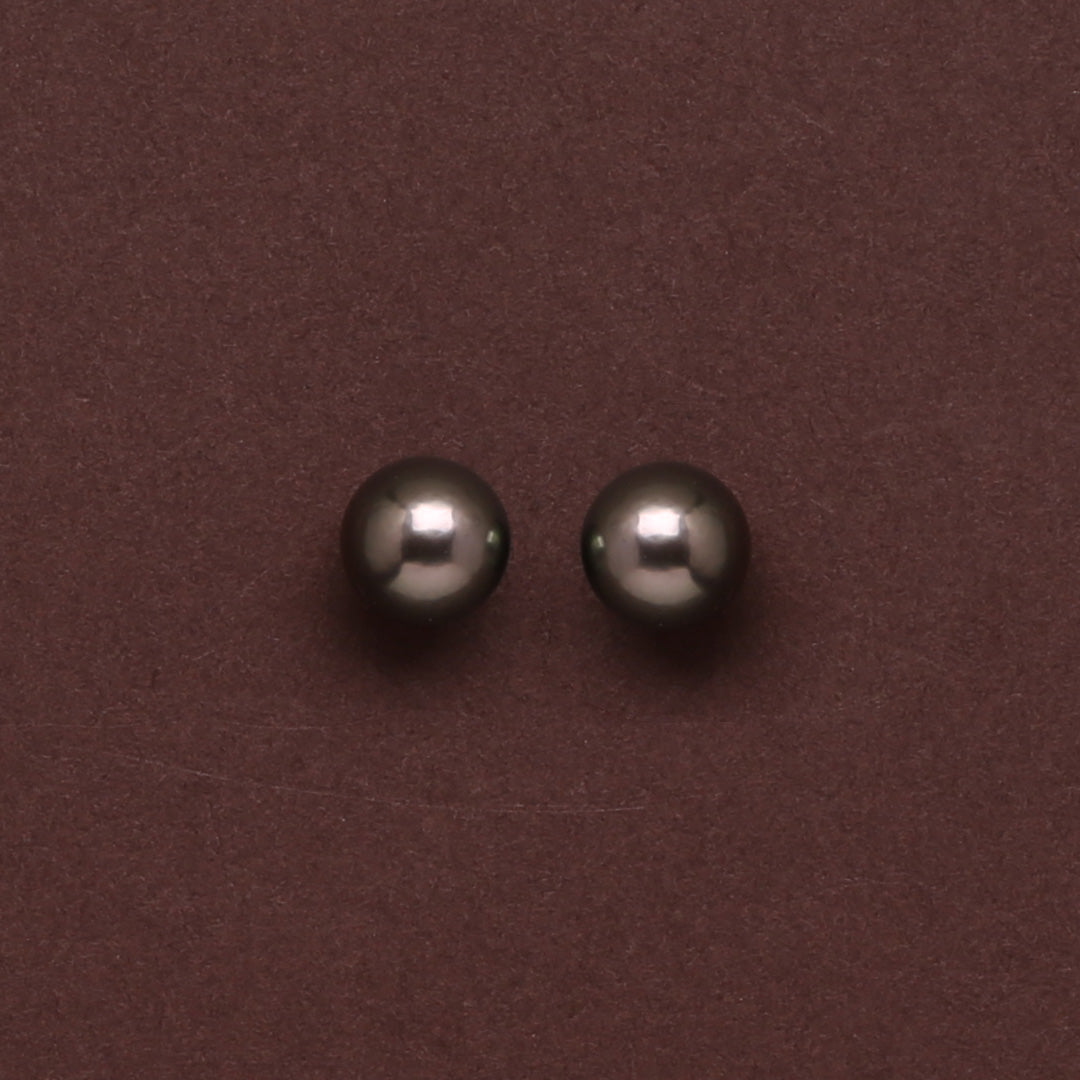 Natural-Color Black Tahitian Pearl Stud Earrings, 8.0-9.0mm