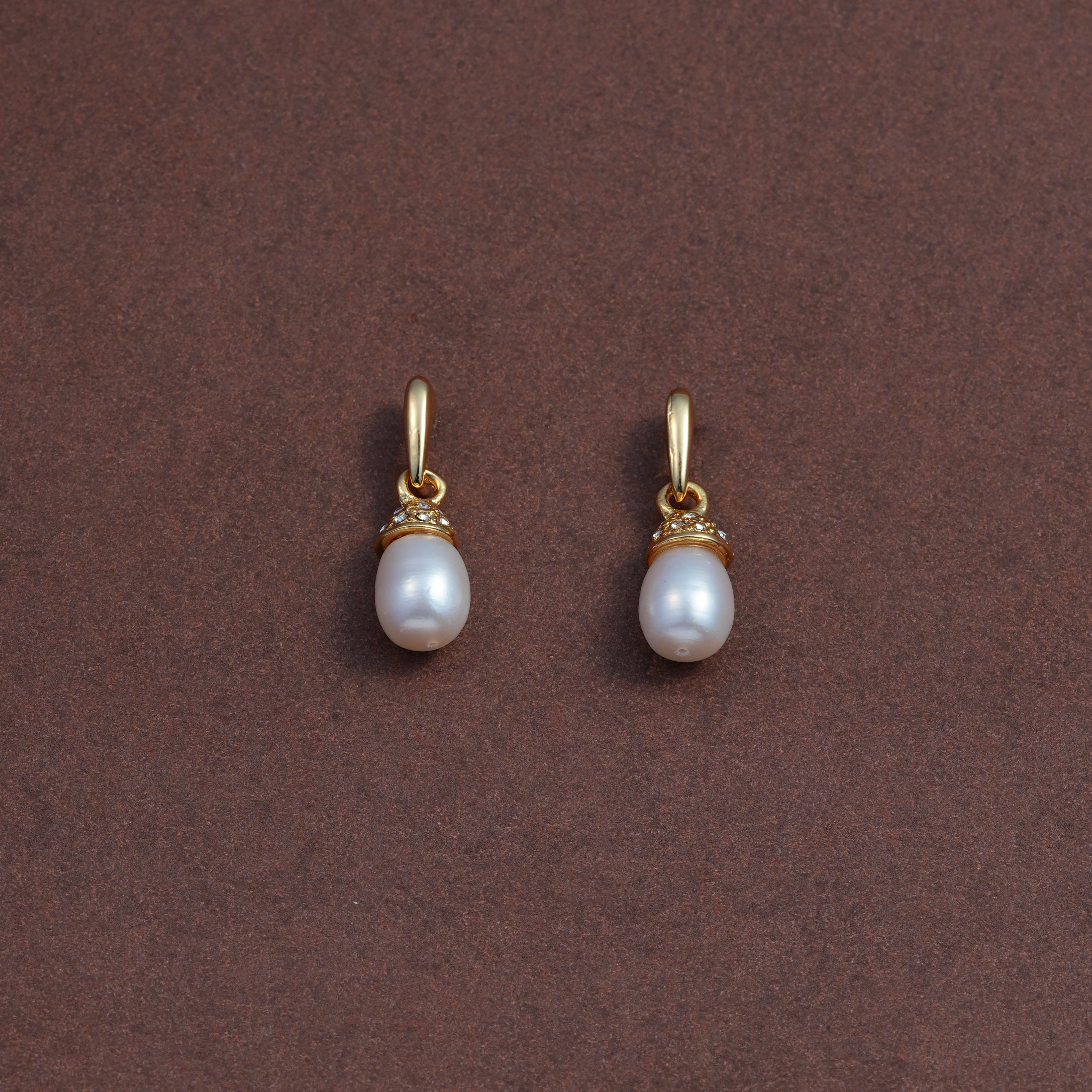 Freshwater Pearl Drop Earrings with Stone