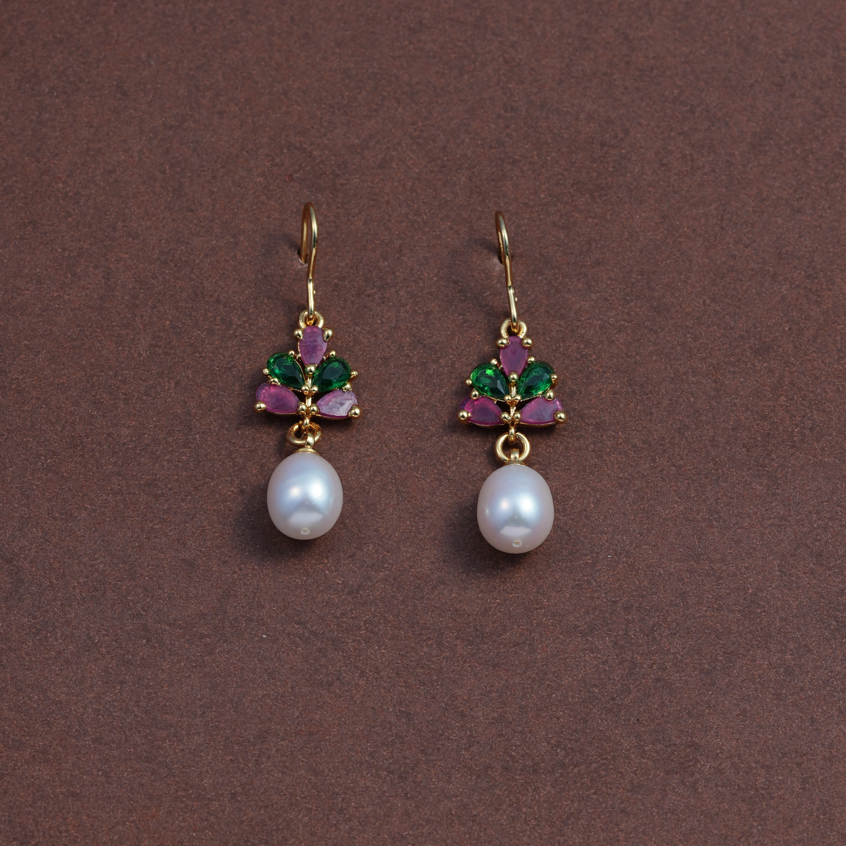 Crystal Accent Freshwater Pearl Drop Earring