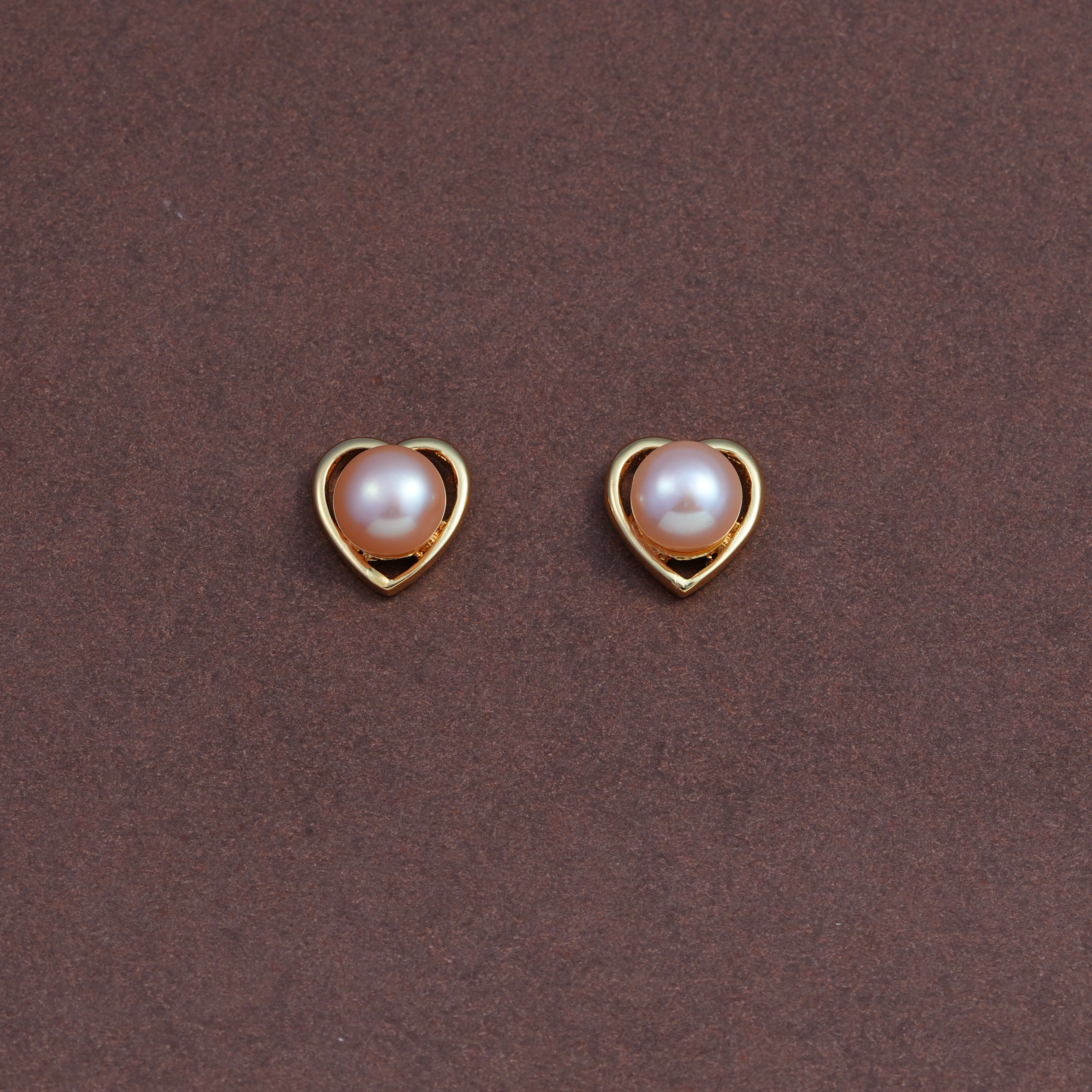 Freshwater Pink Pearl Classic Heart Pearl Earrings