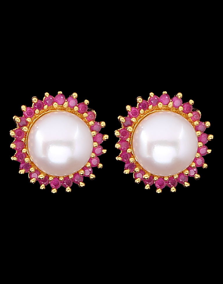 Freshwater Pearl With Semi Precious Stone Fancy Stud Earrings