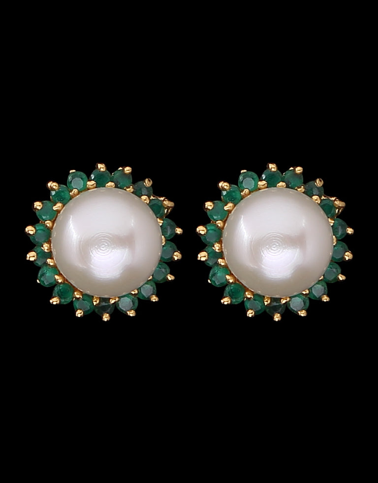 Freshwater Pearl With Semi Precious Stone Fancy Stud Earrings