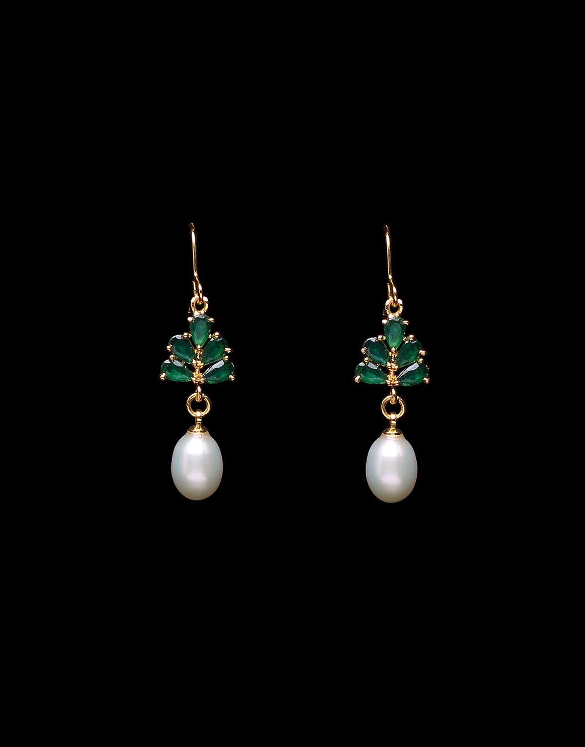 Delicate Stone Studded Freshwater Drop Pearl Hanging Earring