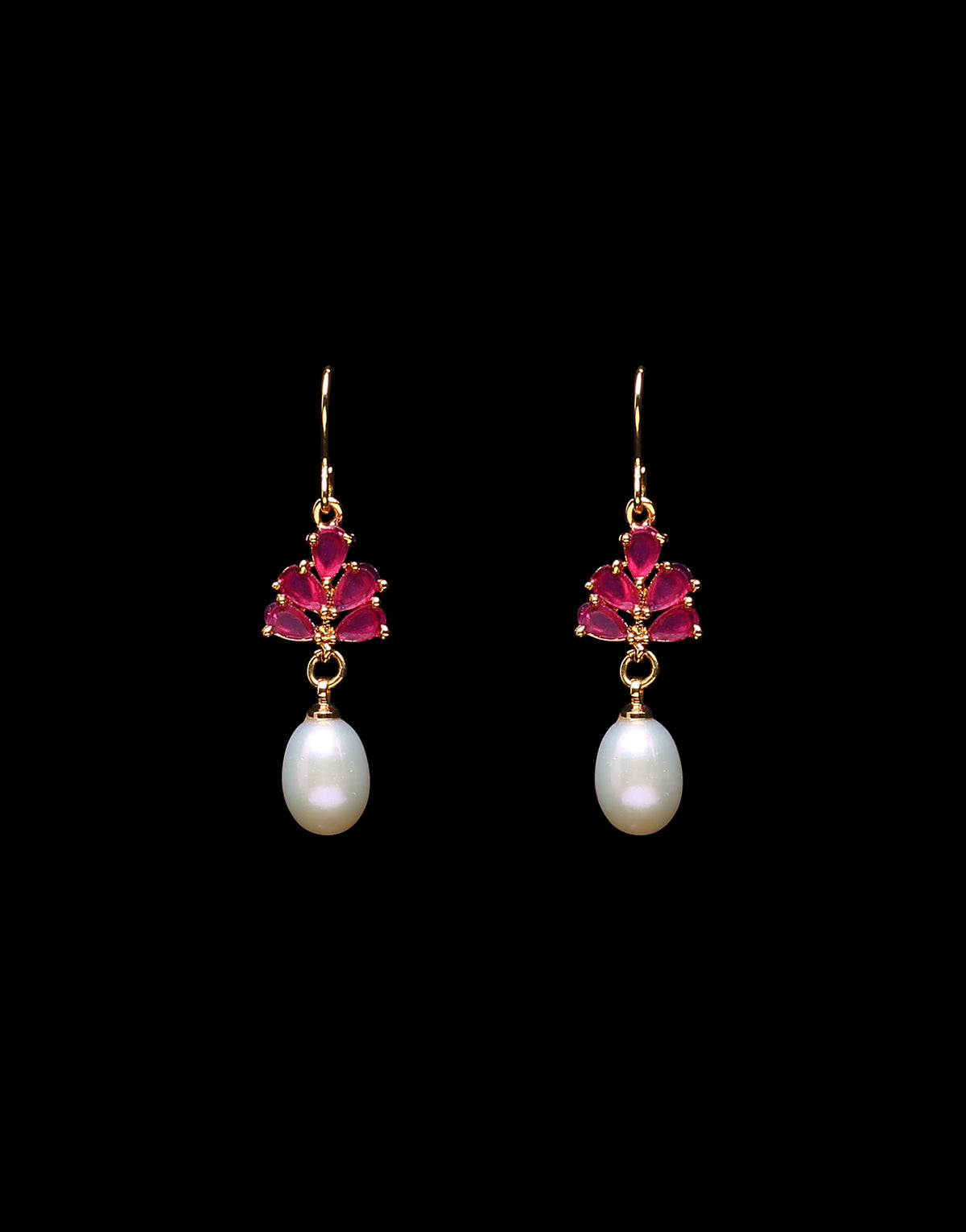 Delicate Stone Studded Freshwater Drop Pearl Hanging Earring