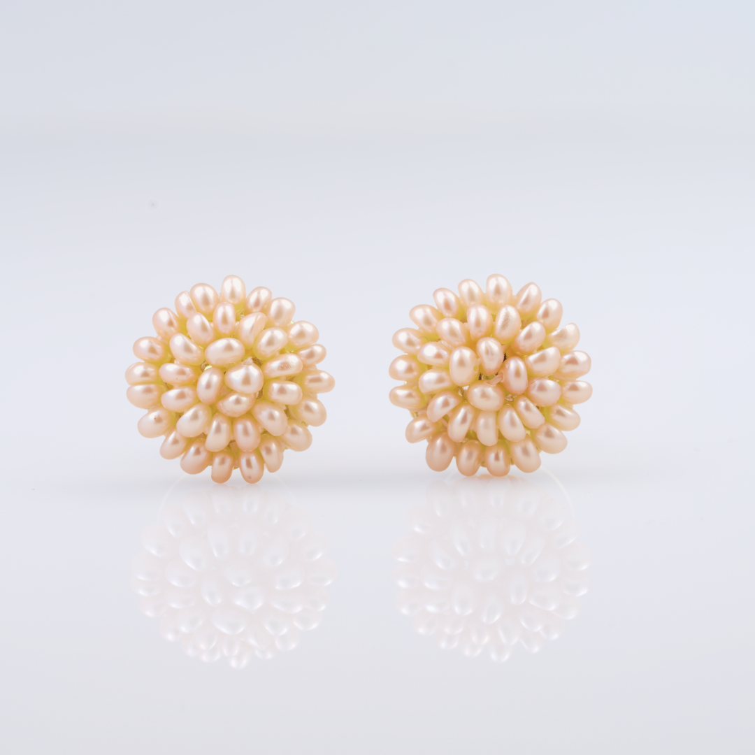 Pink Freshwater Seed Pearl Stud Earring