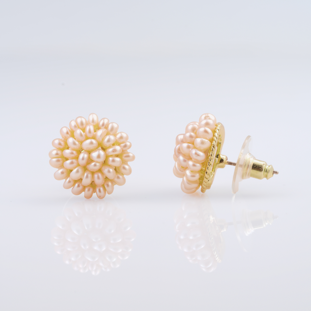 Pink Freshwater Seed Pearl Stud Earring