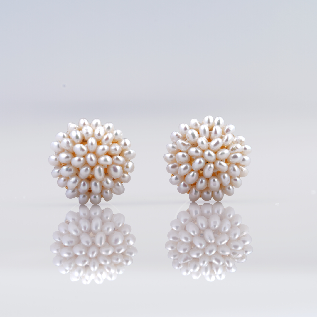 White Freshwater Seed Pearl Stud Earring