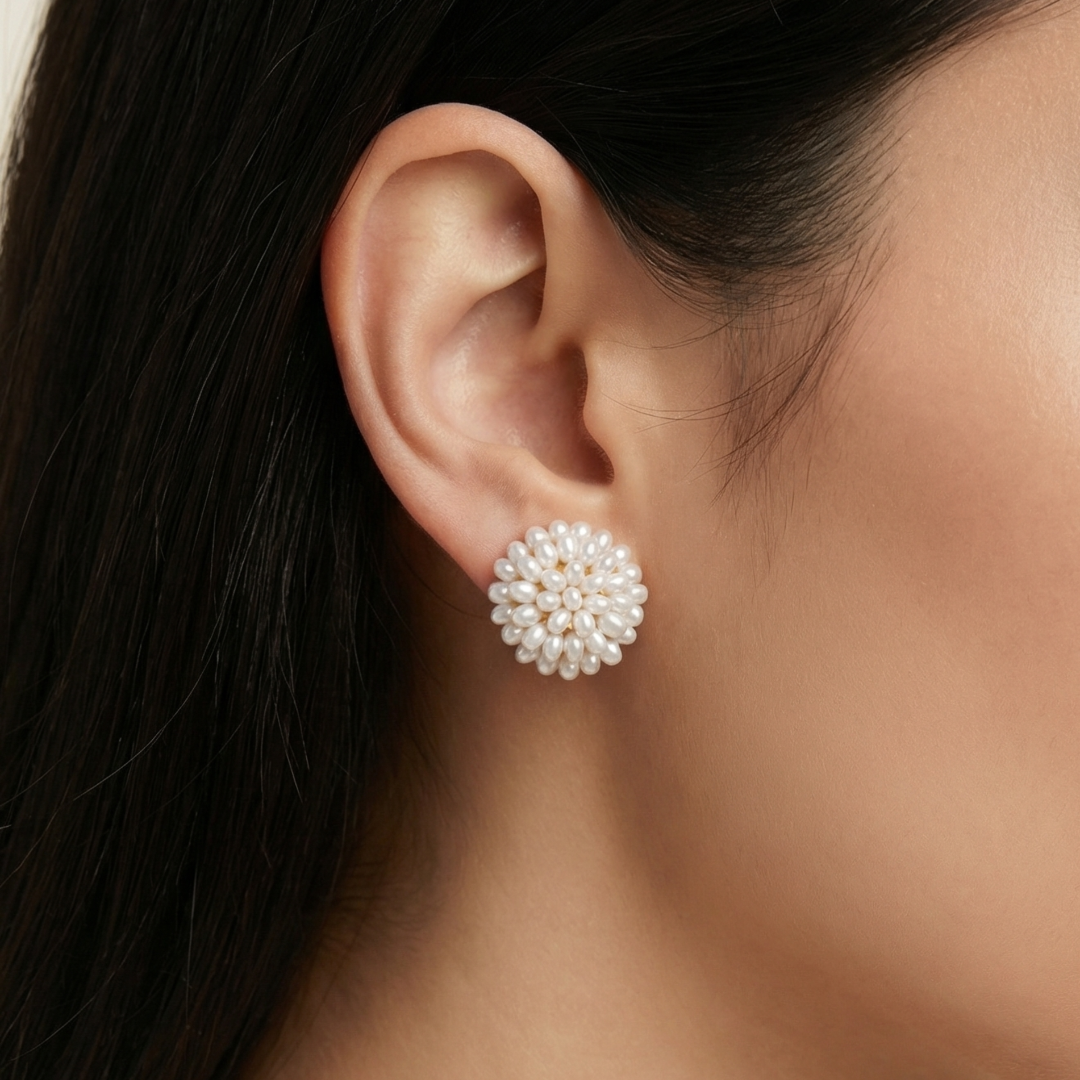 White Freshwater Seed Pearl Stud Earring