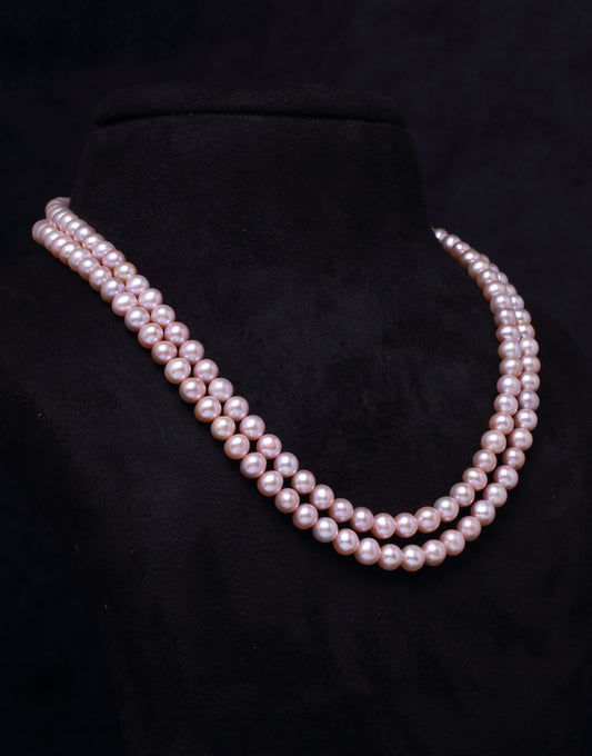 Round Light Purple Cultured Freshwater Pearl Necklace