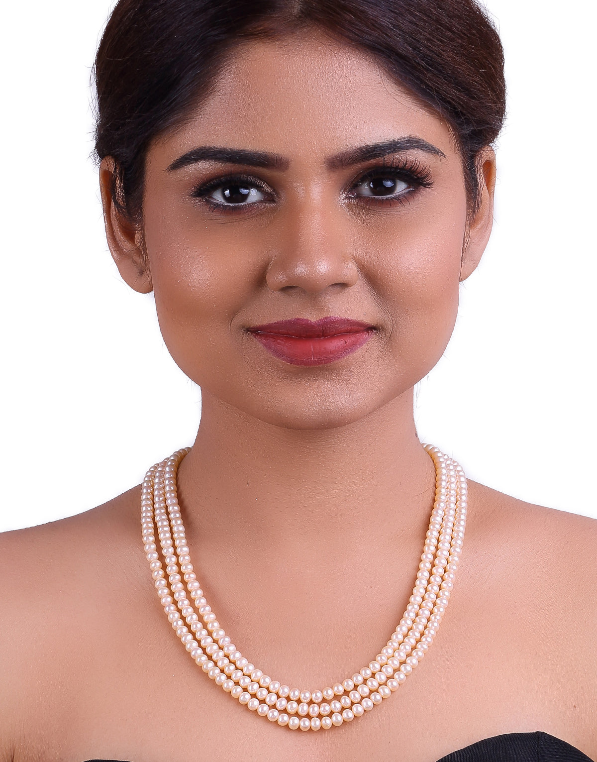 Triple Strand Pink Cultured Freshwater Pearl Necklace