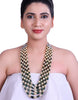 Natural-Color Golden South Sea Pearl With Real Emerald Necklace Silver Clasp