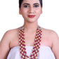 Natural-Color Golden South Sea Pearl With Real Ruby Necklace Silver Clasp