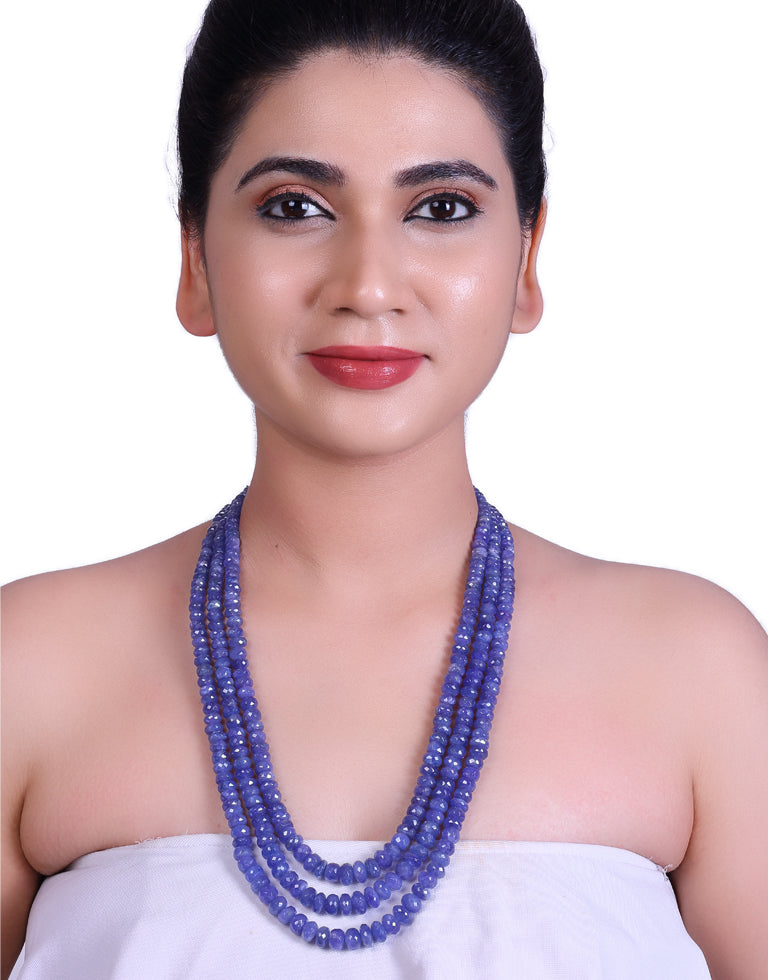 Natural Color Cut Tanzanite Beads Necklace