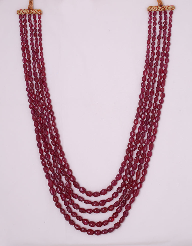 Natural Color Oval Shape Ruby Beads Necklace