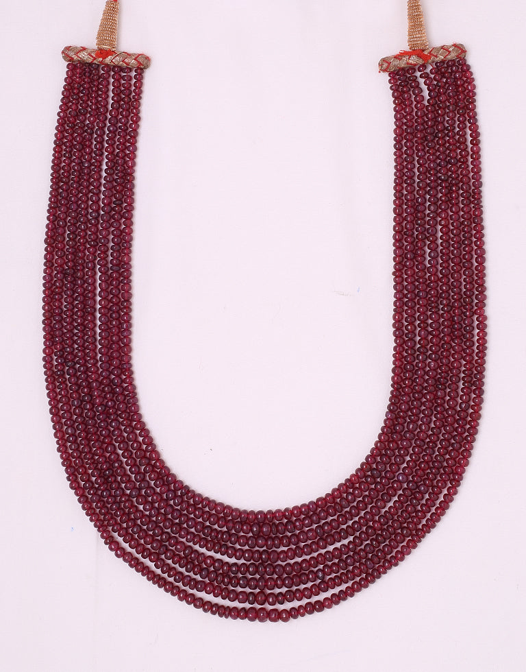 Natural Color Uncut Ruby Beads Necklace