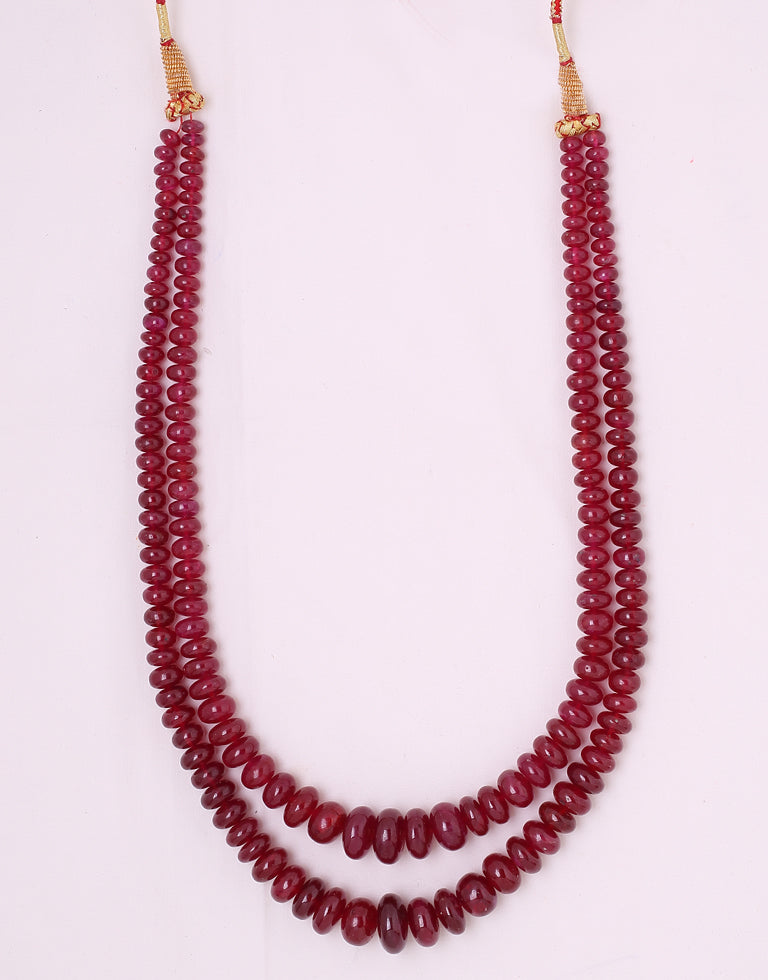 Natural Color Uncut Ruby Beads Necklace