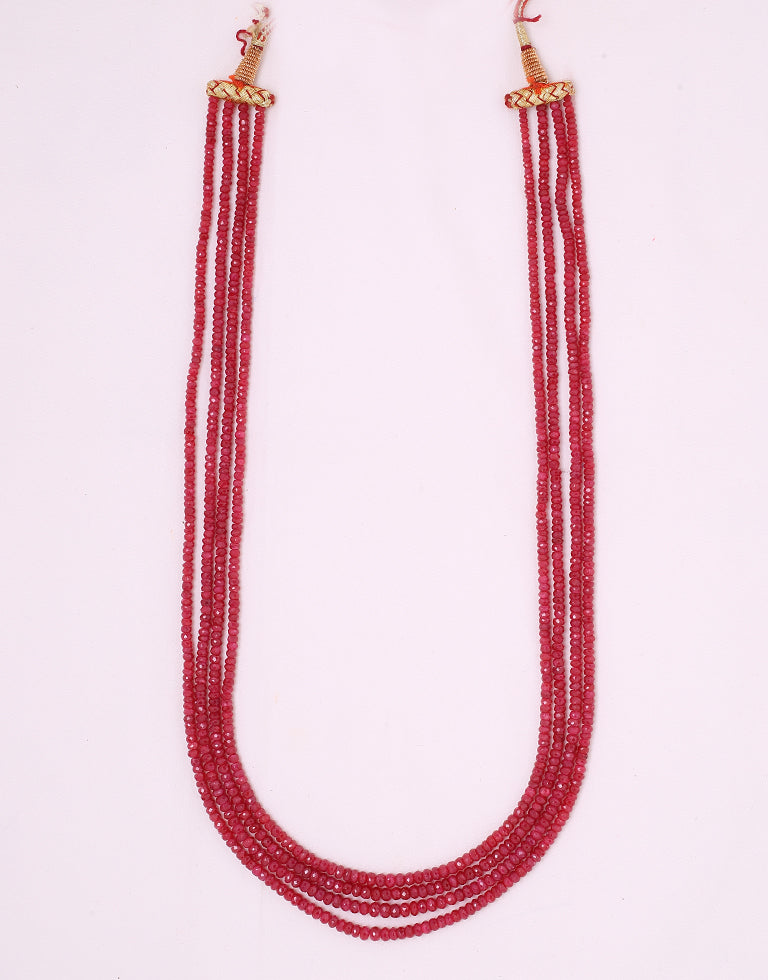 Natural Color Cut Ruby Beads Necklace