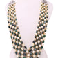 Natural-Color Golden South Sea Pearl With Real Emerald Necklace Silver Clasp