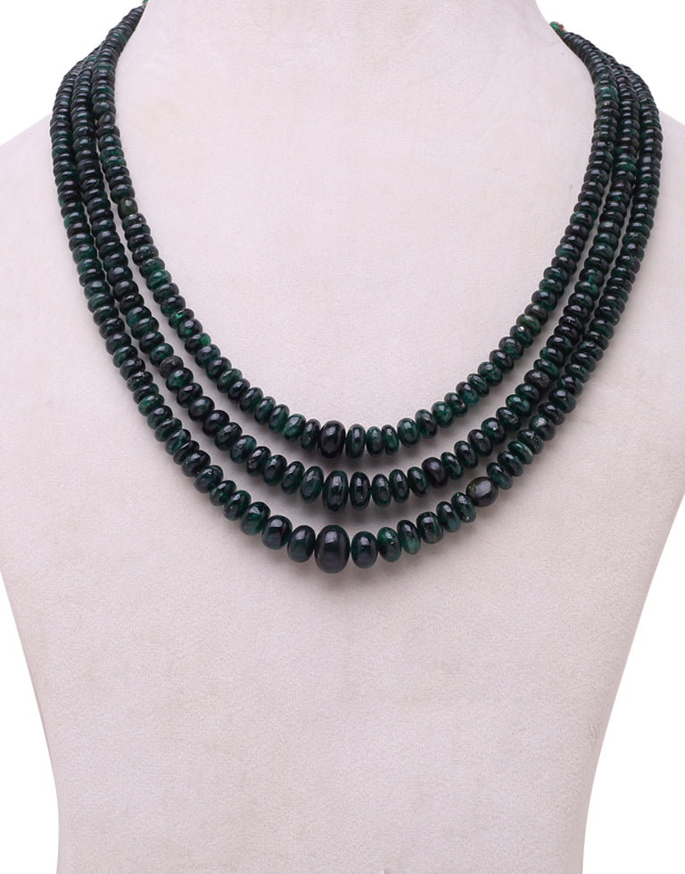 Natural Color Uncut Emerald Beads Necklace