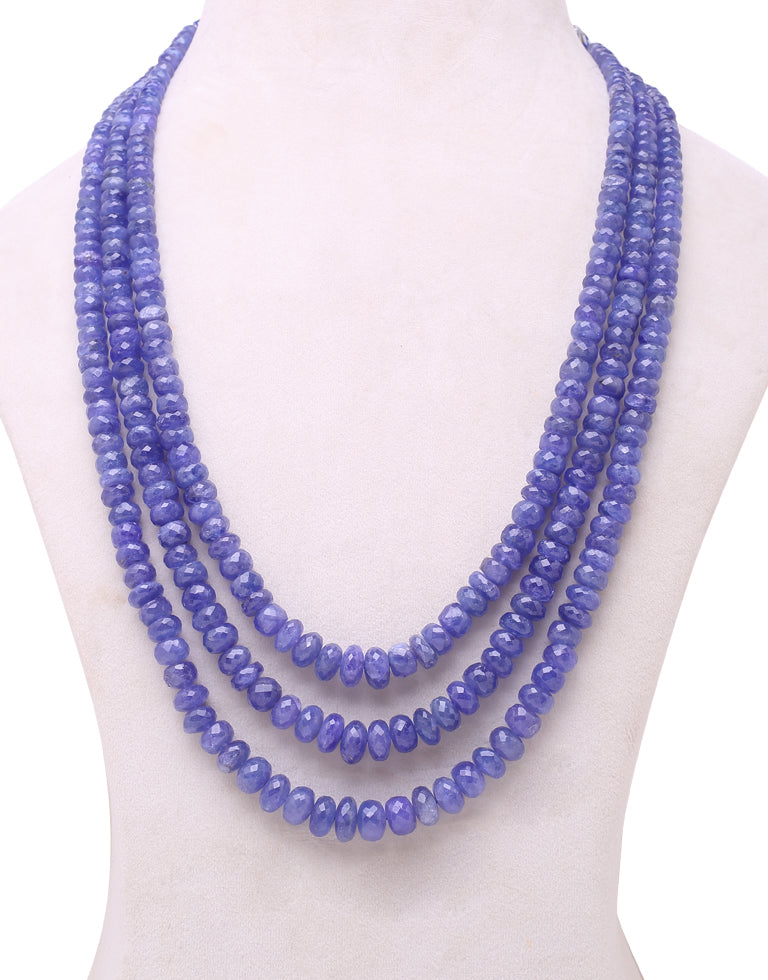 Natural Color Cut Tanzanite Beads Necklace