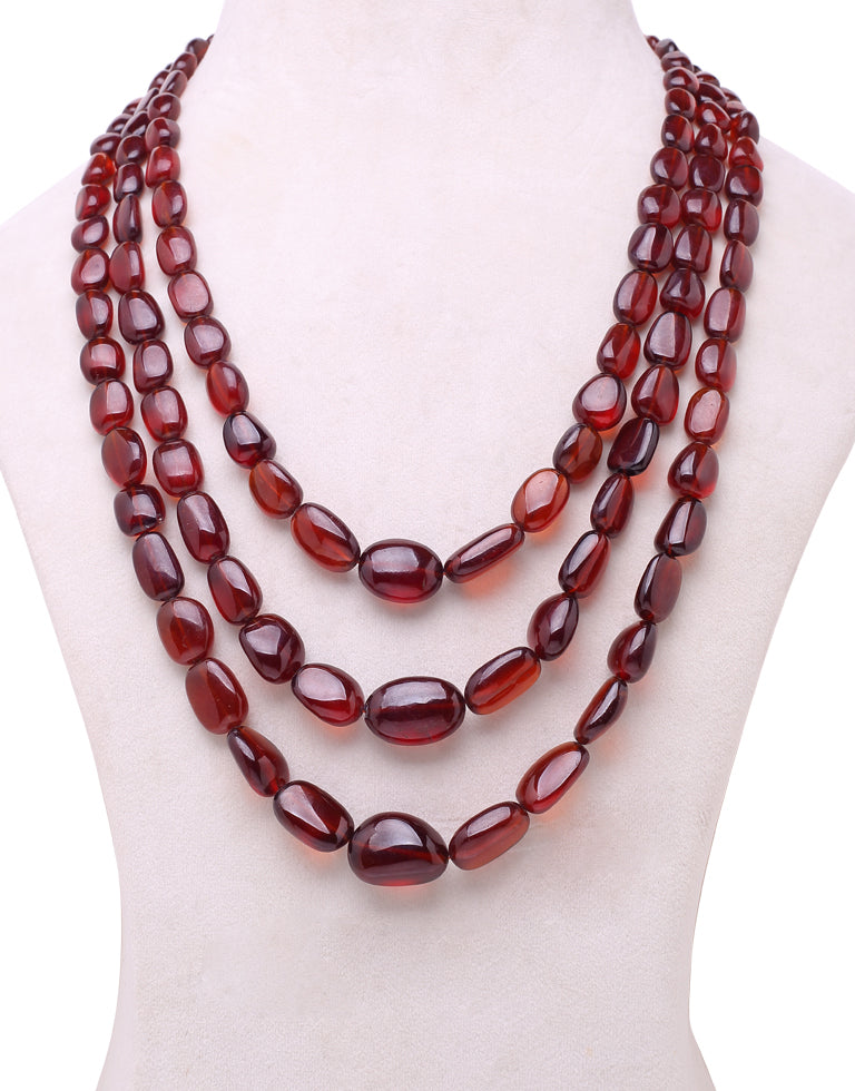Natural Color Oval Shape Gomed Beads Necklace
