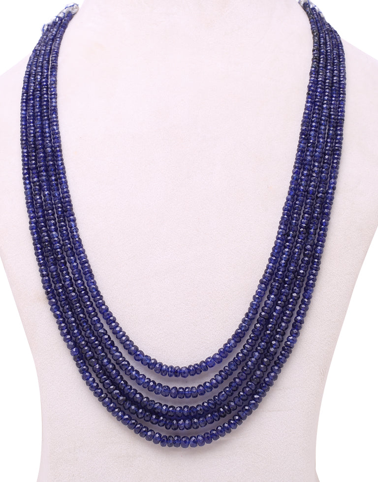 Natural Color Cut Blue Sapphire Beads Necklace