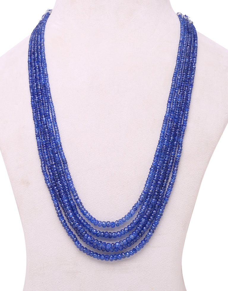 Natural Color Cut Blue Sapphire Beads Necklace