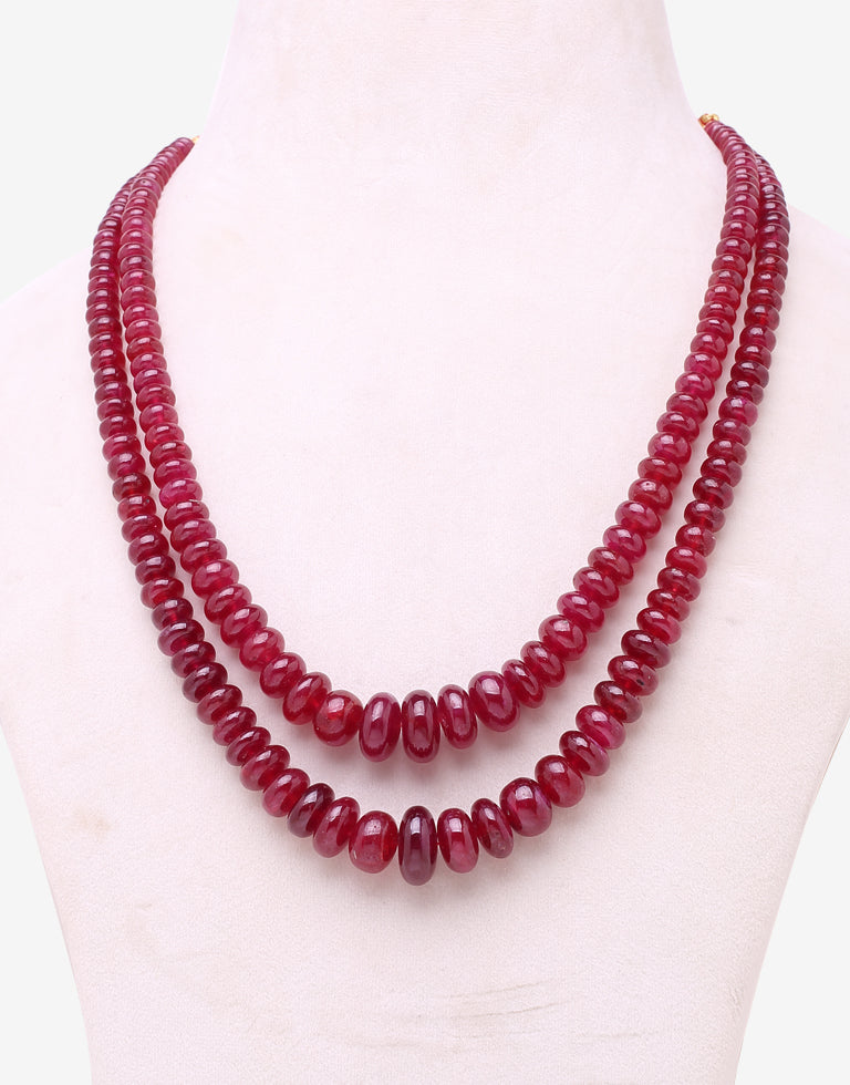 Natural Color Uncut Ruby Beads Necklace