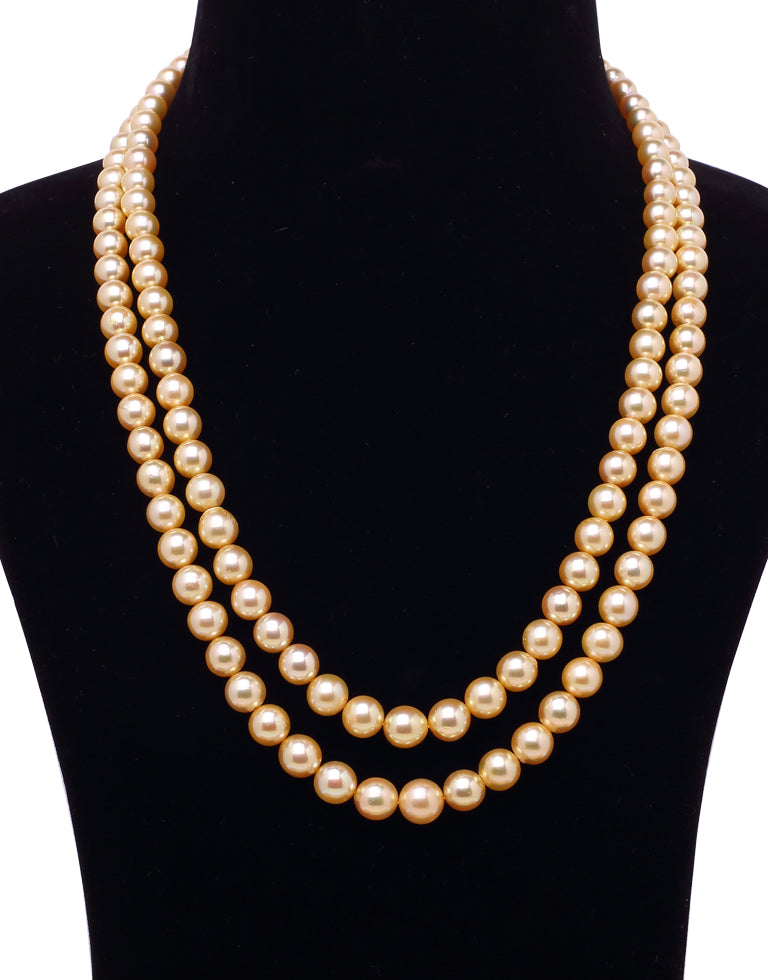 Round Golden Japanese Akoya Saltwater Pearl Necklace, 5-8.5mm – AAA Quality