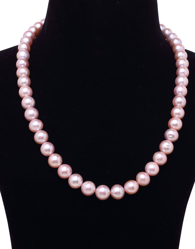 Avalon Pearls Pearl Necklace, Lavender 6.5-7 mm Cultured Freshwater Pearls  AAA With 14k Solid Yellow