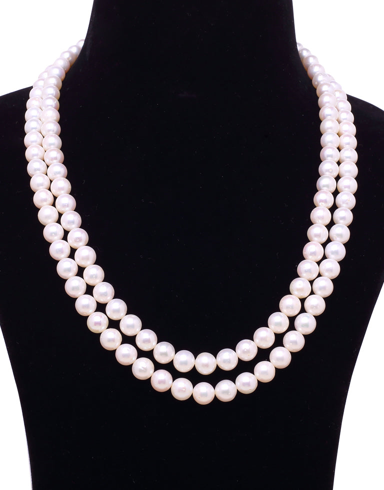 The Luminous Round White Freshwater Pearl Graded Necklace