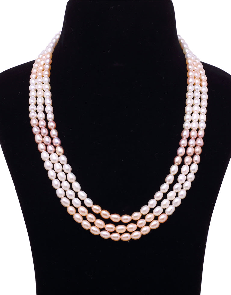 The Precious Multi-Color Freshwater Oval Shape Pearl Necklace