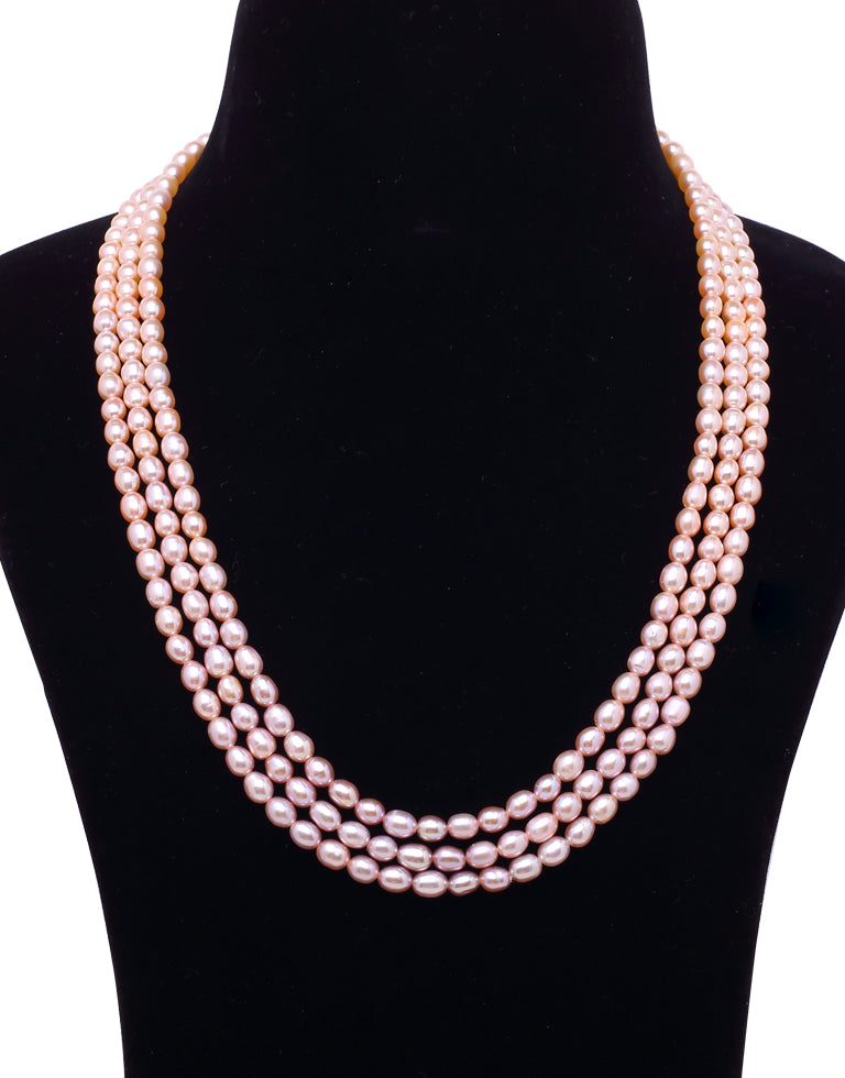 The Bright Shaded Color Freshwater Oval Shape Pearl Necklace