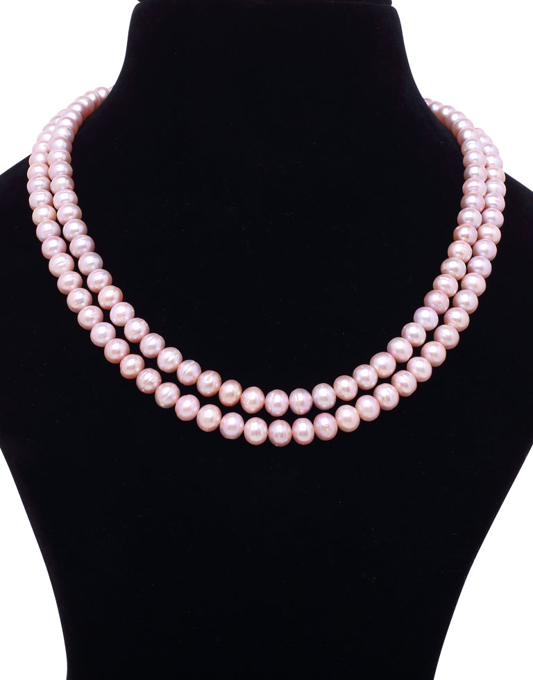 Lovely Round Lavender Freshwater Pearl Necklace