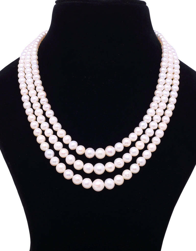 The Flawless Round White Freshwater Graded Pearl Necklace