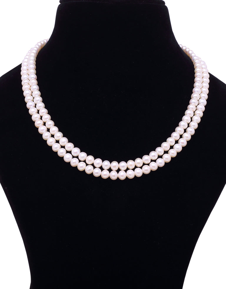 Seamless Perfect Round White Freshwater Pearl Necklace