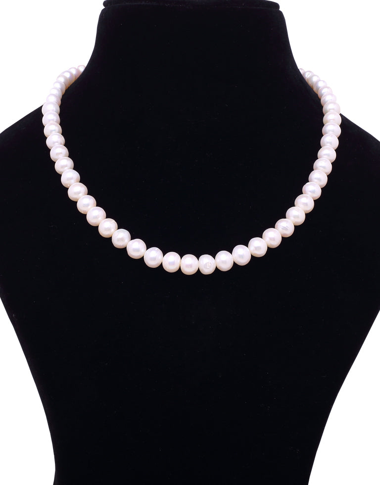 Finest Round White Freshwater Pearl Necklace