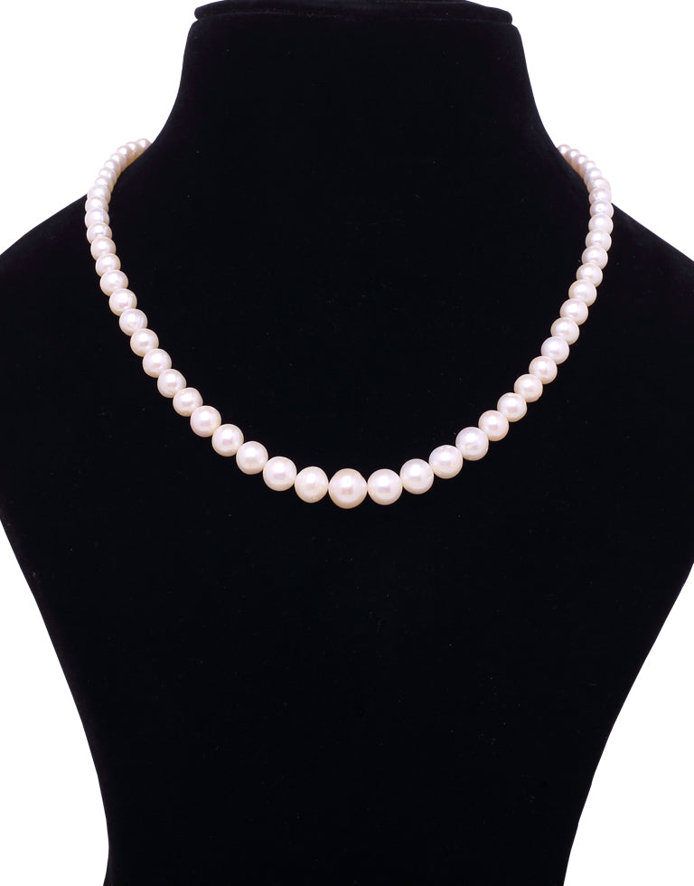 The Magnificent Round White Freshwater Graded Pearl Necklace