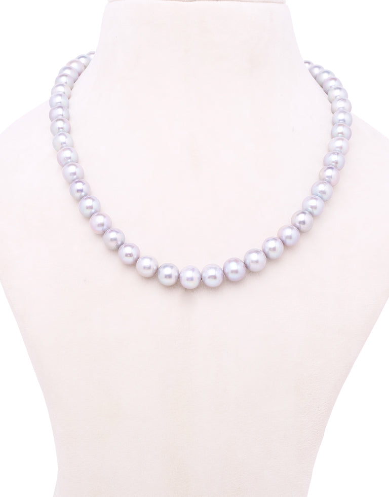 Natural Round Grey Freshwater Pearl Necklace