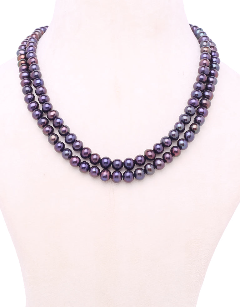 Surreal Round Black Freshwater Pearl Necklace