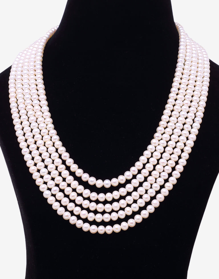 Luminous Round White Freshwater Pearl Necklace