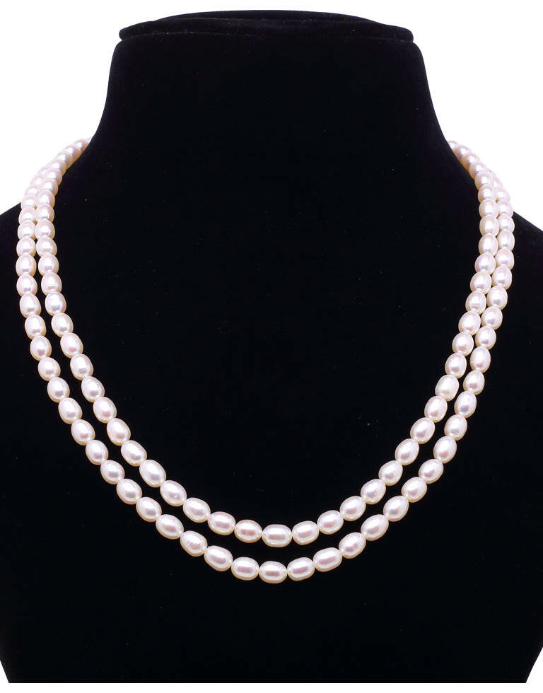 Versatile White Freshwater Oval Shape Pearl Necklace