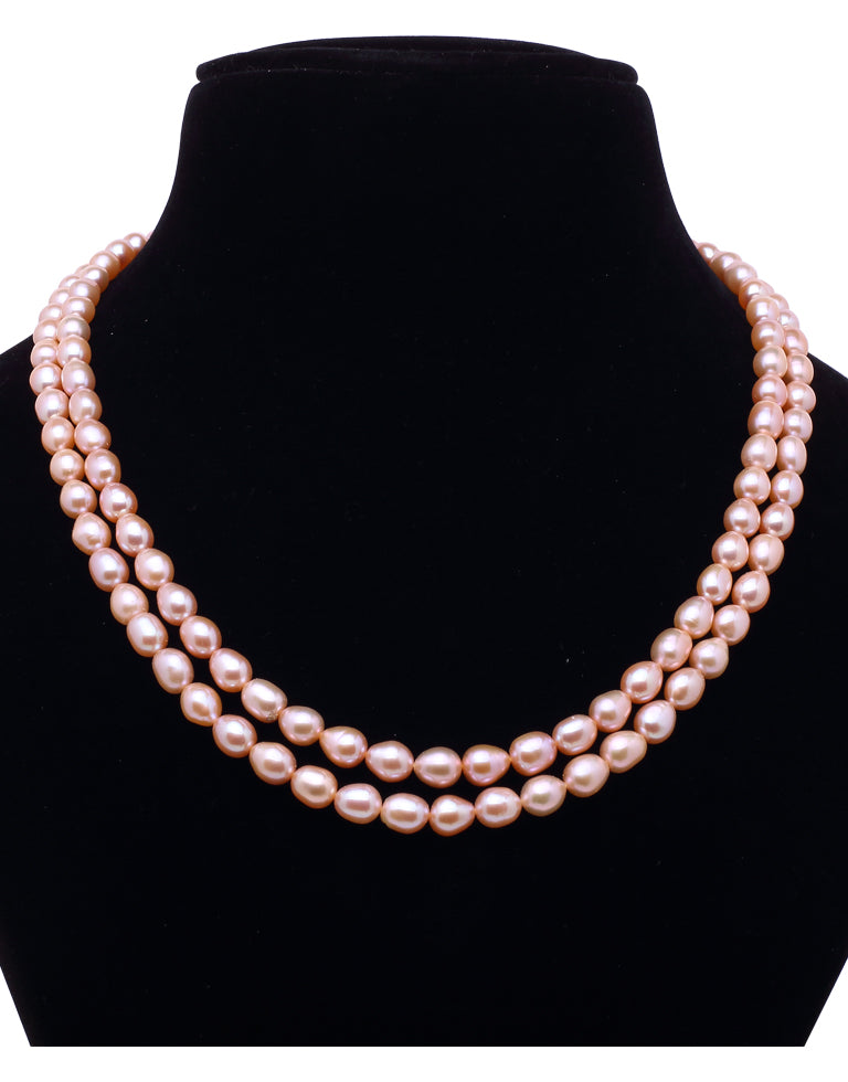 Stylish Pink Freshwater Oval Shape Pearl Necklace