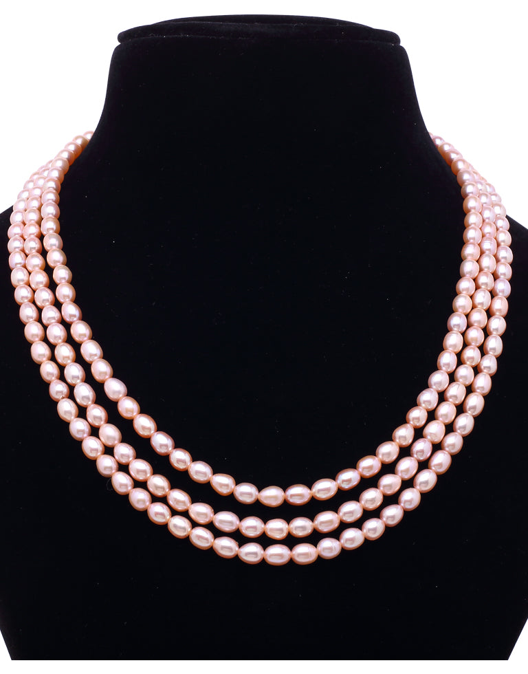 Lavender Freshwater Oval Shape Pearl Necklace