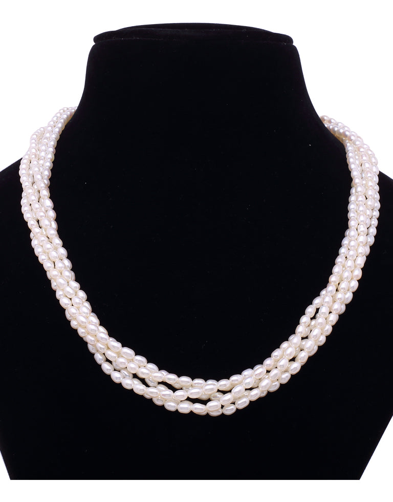 Radiant White Freshwater Rice Pearl Necklace