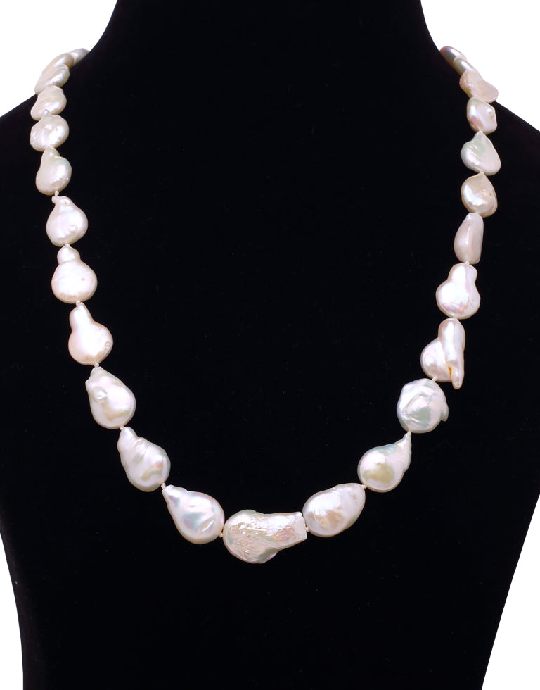 The Queenly White Baroque Freshwater Pearl Necklace Set